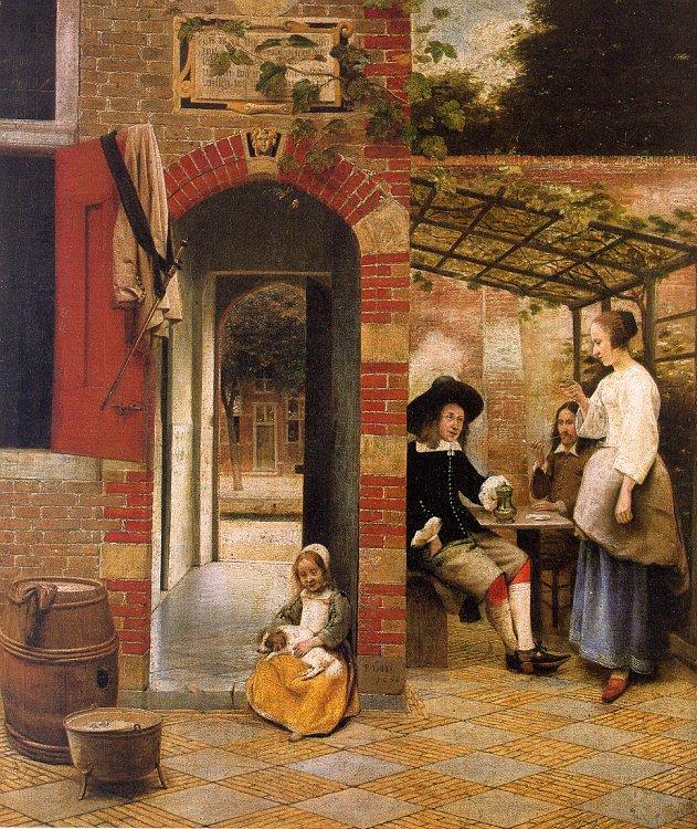 Pieter de Hooch Courtyard with an Arbor and Drinkers France oil painting art